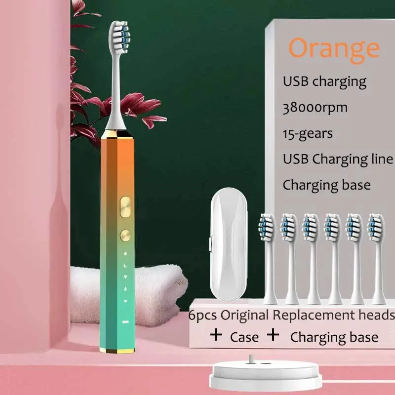 Зубная щетка звуковой электрическая зубная щетка для взрослого таймер щетка 15 мод USB -зарядное устройство.