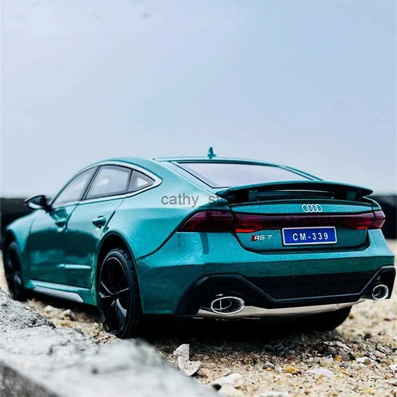 Electric/RC Car 1 24 Audi RS7 Coupe Eloy Car Model Diecasts Toy Vehicles Metal Car Model High Simulation Sound and Light Collection Kids Giftl231223