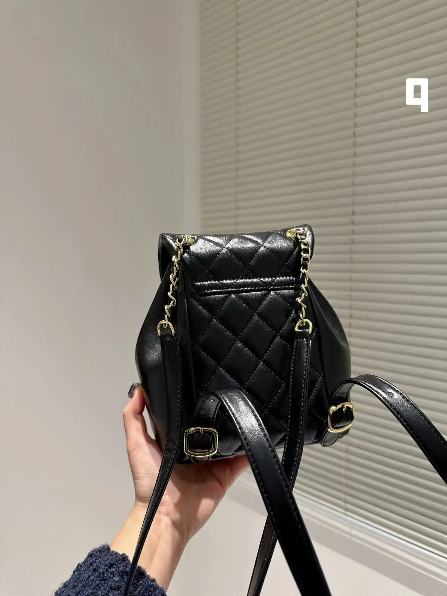 Chic Leather Backpack with Gold Accents Leather Backpack, multiple pockets and zipper by OAK & ELK main image 4