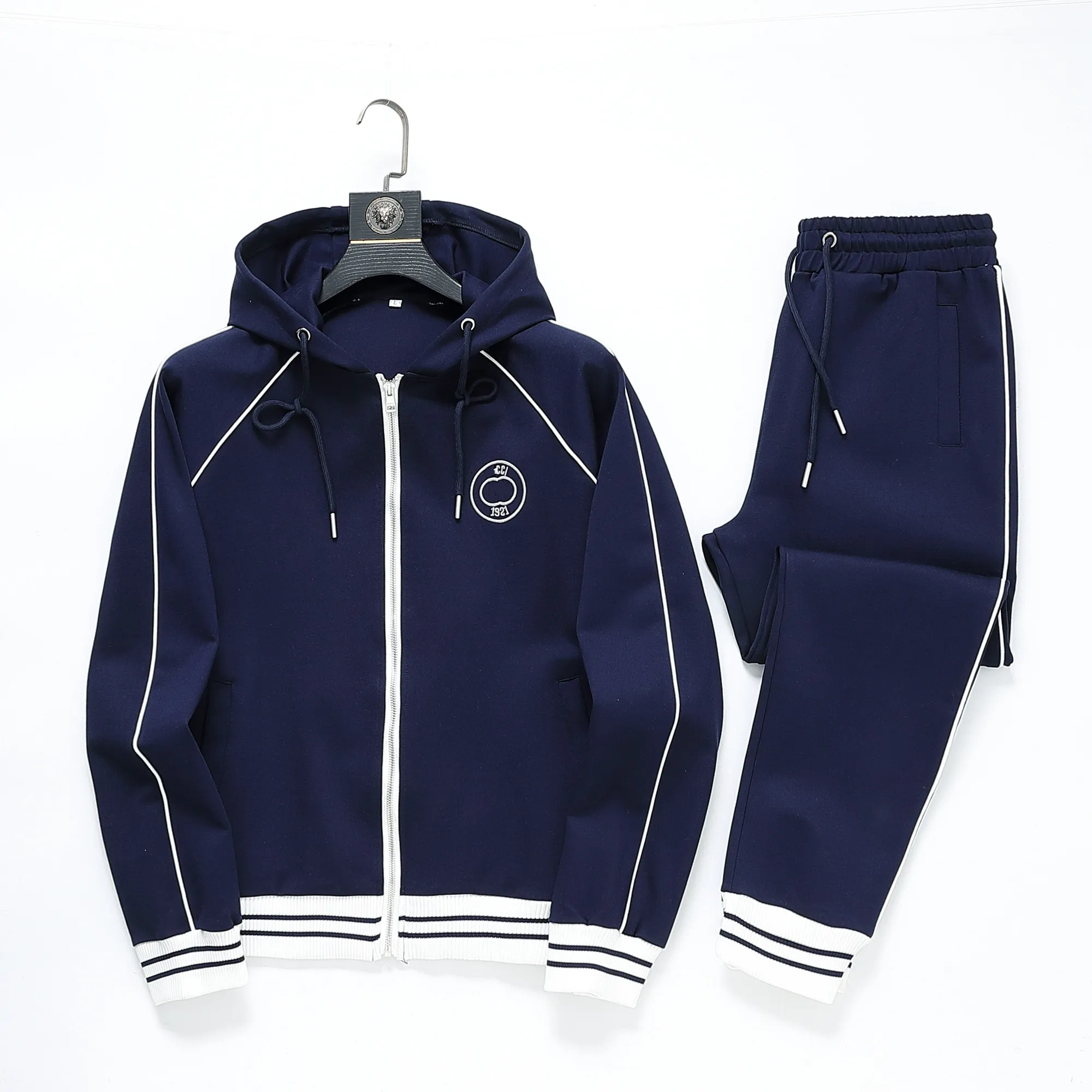 Mens Tracksuit 두 조각 세트 재킷 긴 슬리브와 바지와 편지 패션 스타일의 봄 가을 아웃복 스포츠 세트 트랙 정장 M-3XL SS