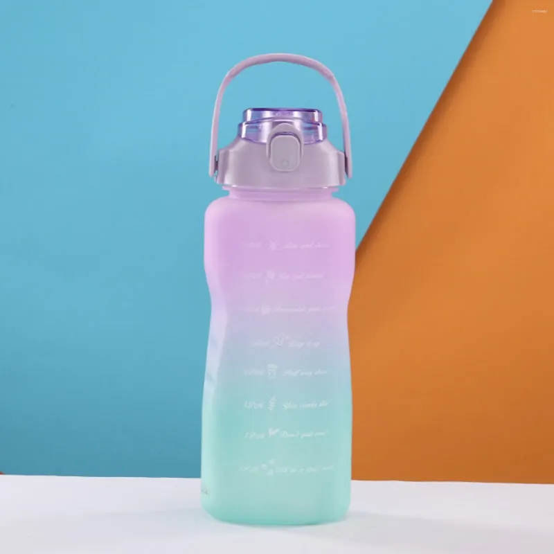 Butelki z wodą duża pojemność gradientowa butelka sportowa zamrożona przenośna anty kropla plastikowa kubek na zewnątrz odbijające się na zewnętrzne kubki szklane oprogramowanie