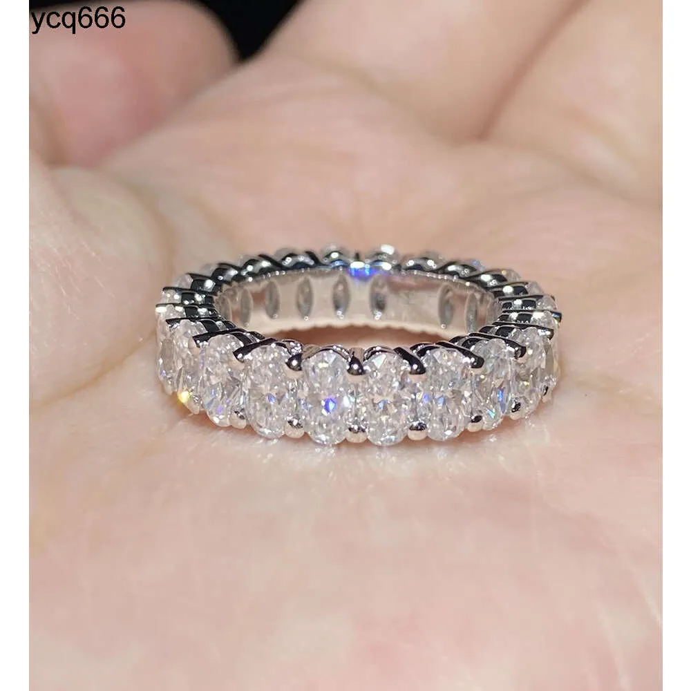 DEF OVAL CUT MOISSANITE ETERNITY RING BAND 18K White Gold VVS Серебряное кольцо VVS Четкость высокое качество свободное камень