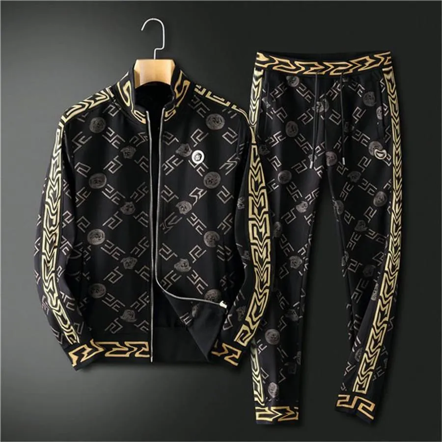 High-end Fashion Printed Mens Sports Suit Fashion Men Handsome Lovers Hoodie and Sweatpants Two-piece Set
