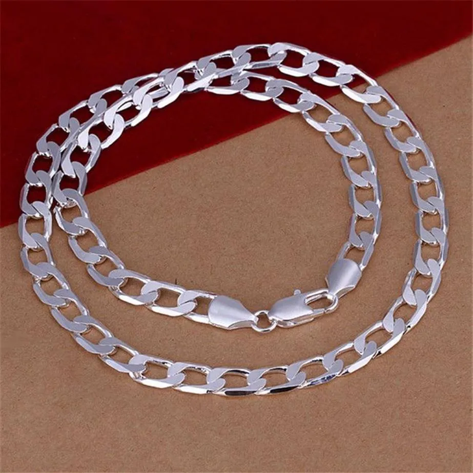 NOVO CHELA DE CHARGA DE CHARGA DE 8MM DE 8MM MENINOS MENINOS PLACO DE PRATA STERLING STSN034 Moda 925 Silver Chains Colar Factory Direc289m