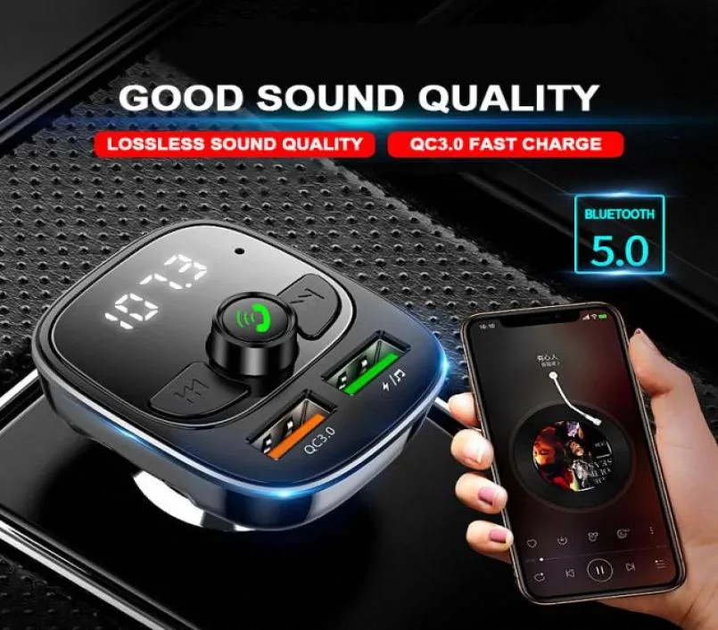 Car Bluetooth FM Transmitter 5.0 Mp3 Player Handsfree o Receiver 3.1A Dual USB Fast Charger Support TF/U Disk7388253