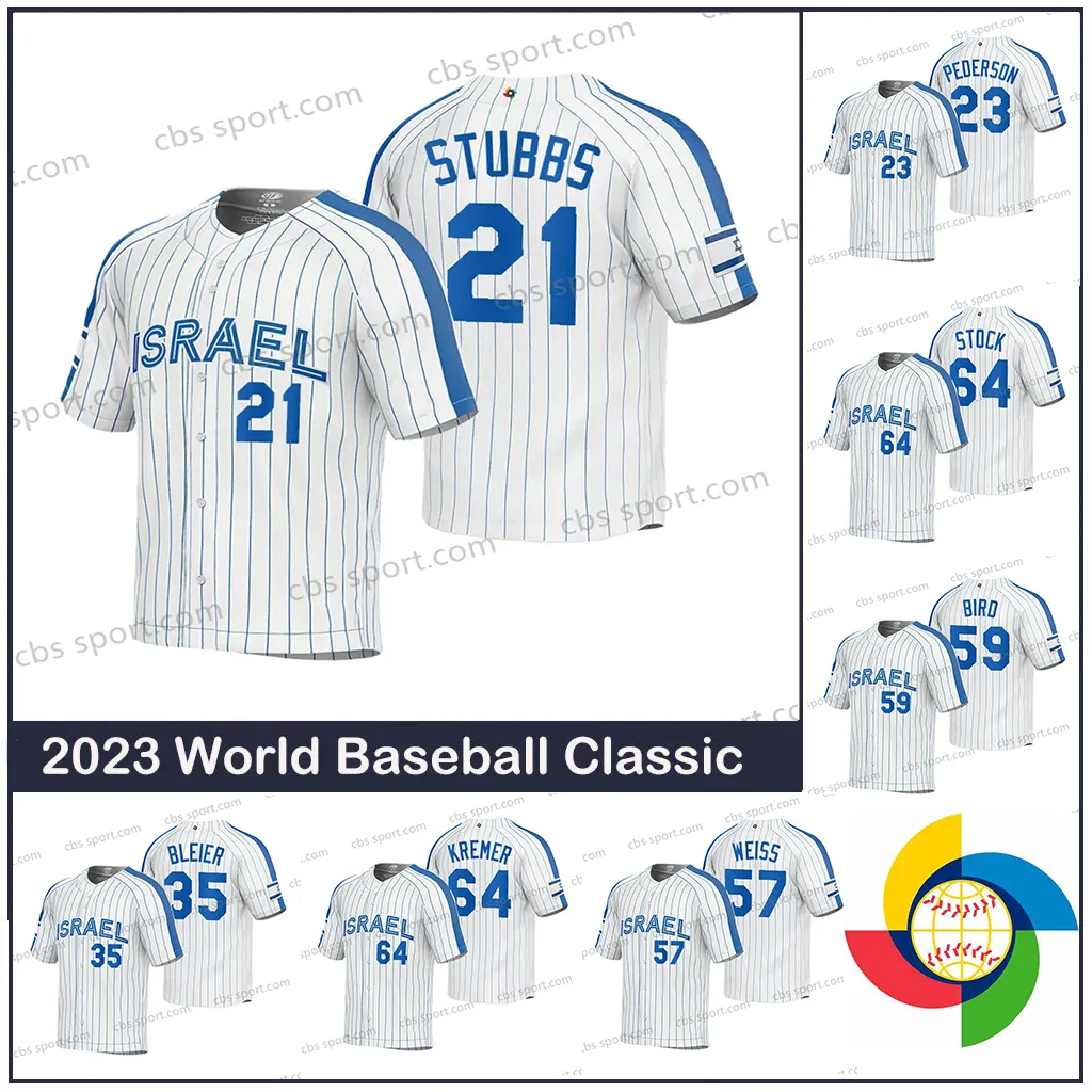 イスラエルWBC 2023ワールド野球クラシック野球ジャージIKE DAVIS NATE FRYAN RYAN LAVARNWAY Corey Baker Jason Marquis Joc Pederson Ian Kinsler Men Men