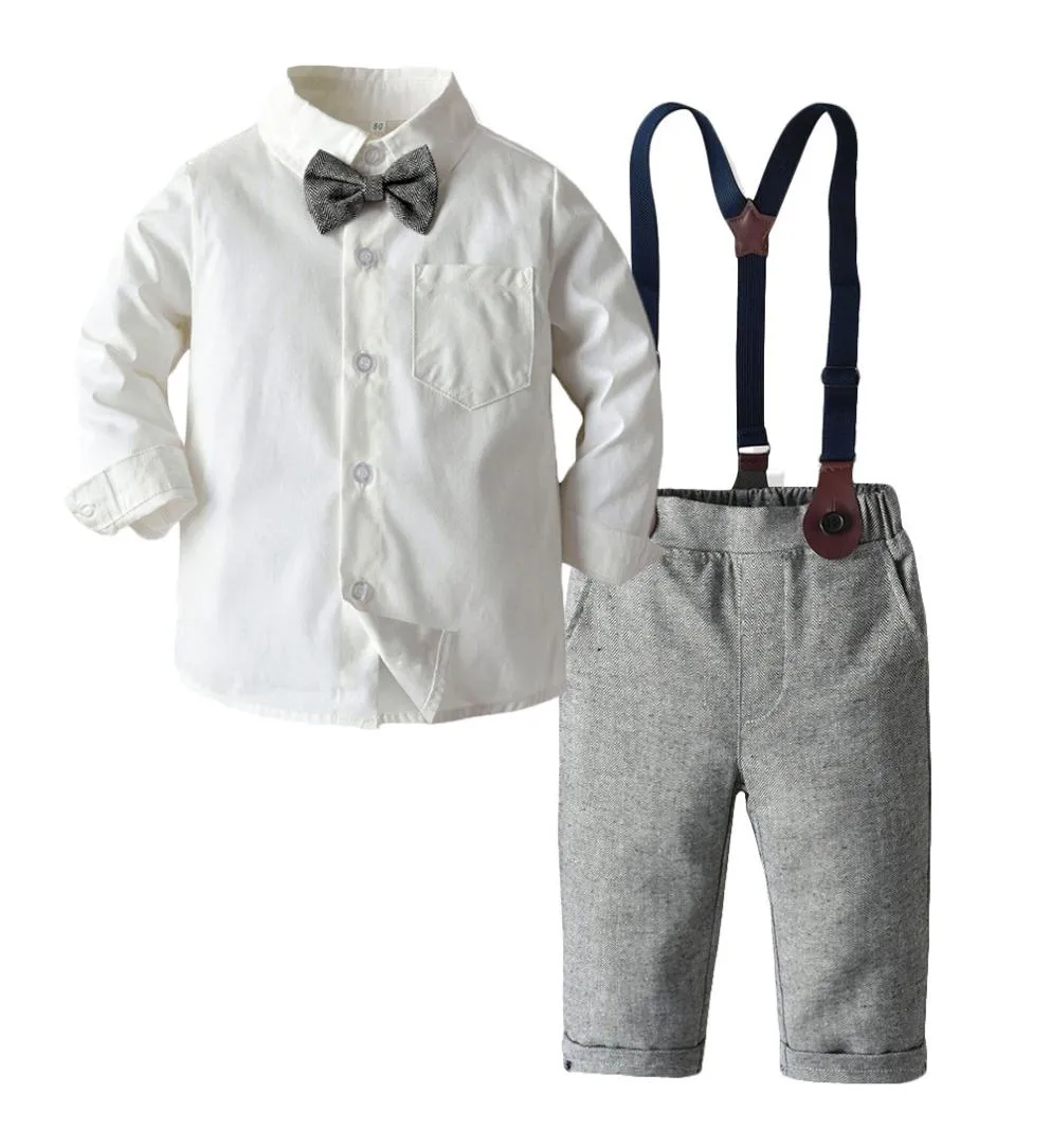 2pcs Baby Clothing sets kids vêtements d'automne garçons sets boy à manches longues gentleman costumes de chemises blanches Pantalon Pantalon9999843