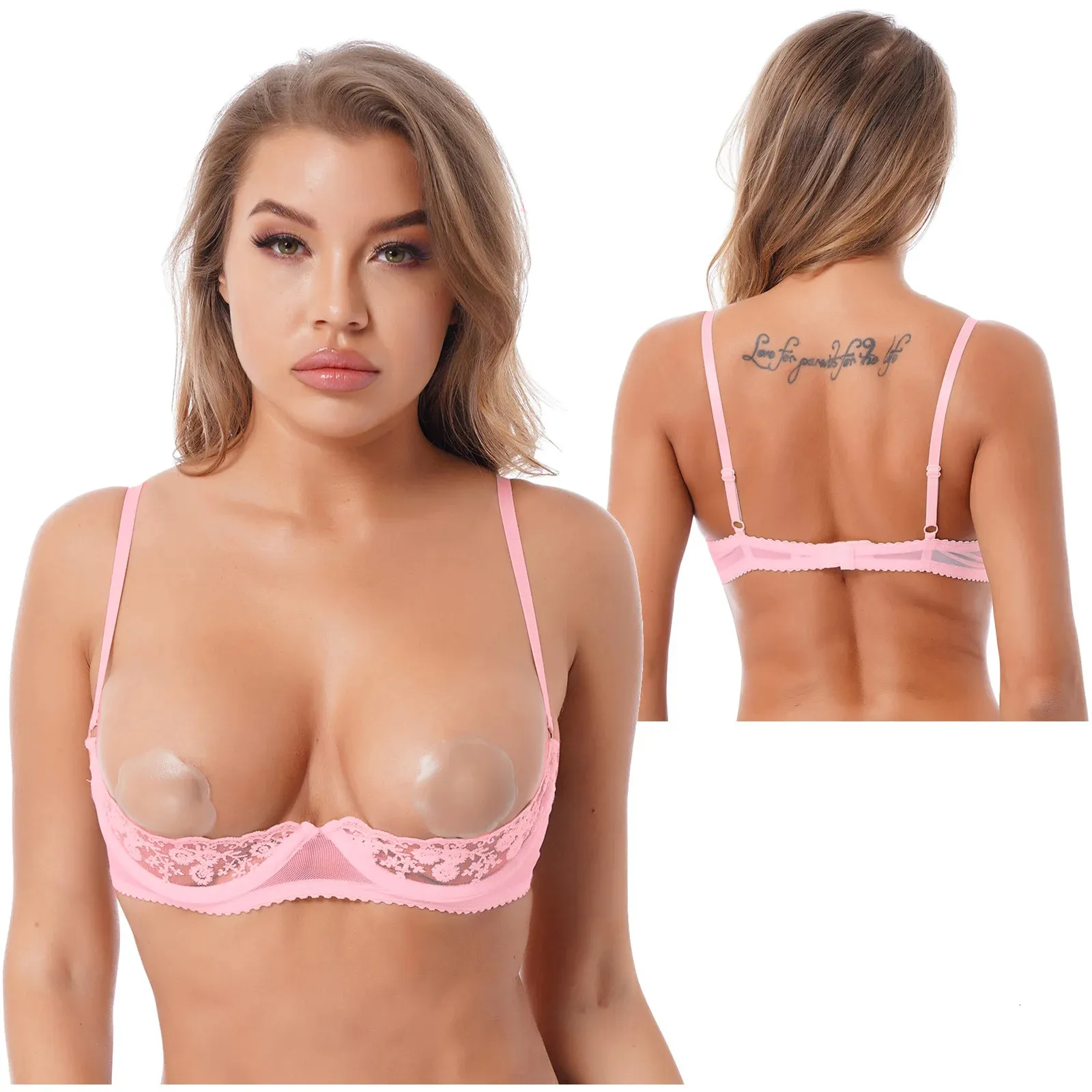 Womens Sexy Sheer Lace Lingerie Erotic Half Cup Bras Open Nipple Bra  Underwired Underwear Adjustable Strap Unlined Brassiere Top 231222 From  Fan02, $8.77