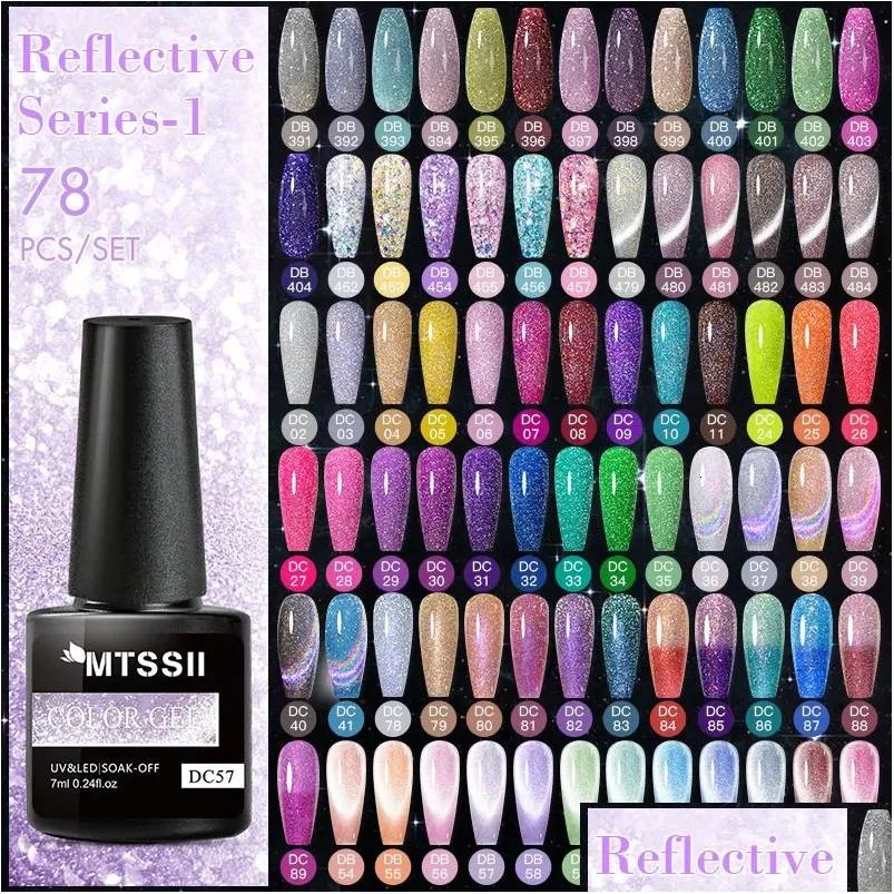 Nagellack mtsii 12 60 120st uppsättning av gellacker glitter semi permanenta UV -satser blötar av konstmanikyr Big 231121 Drop Delivery H DHJ8H