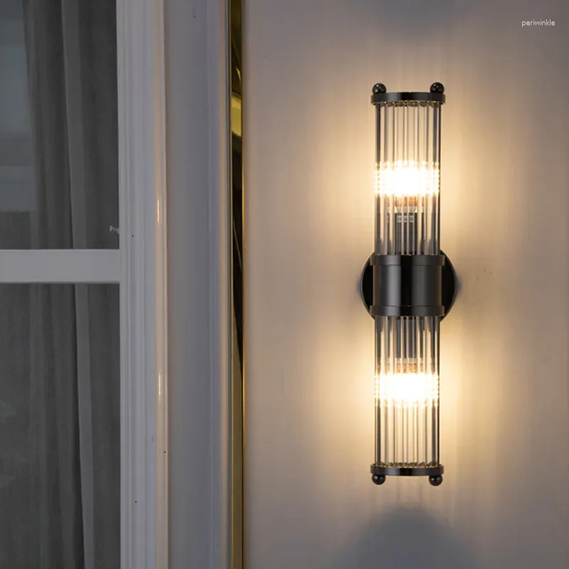 Wandlamp Lantaarn SCONCES LED LICHT BUITENLIJST GLAS KACKEN Lange schakelaar