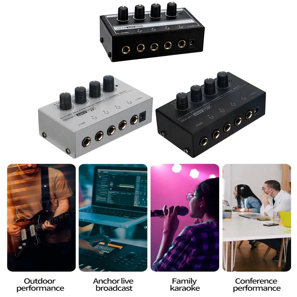 Mixer UltraCompact 4 Output 1 Input Amp 4 Channels Audio Stereo Headphone Amplifier Switch Selector Splitter Box