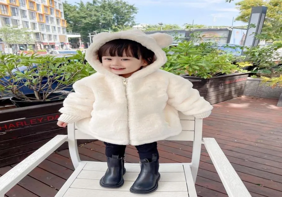 Bébé fille veste hiver enfants filles fourrure à capuche chaude manteaux mignons bébé vêtements enfants039