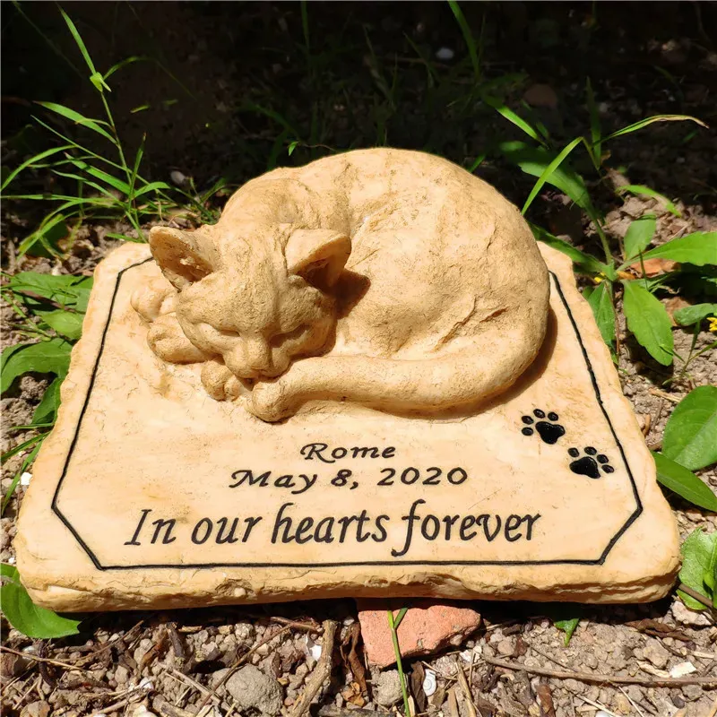 Pietre commemorative di gatto personalizzate con un 3D che dorme sulla zampa top stampare all'aperto all'interno del cortile di cortile marcatori tomba 231222 231222