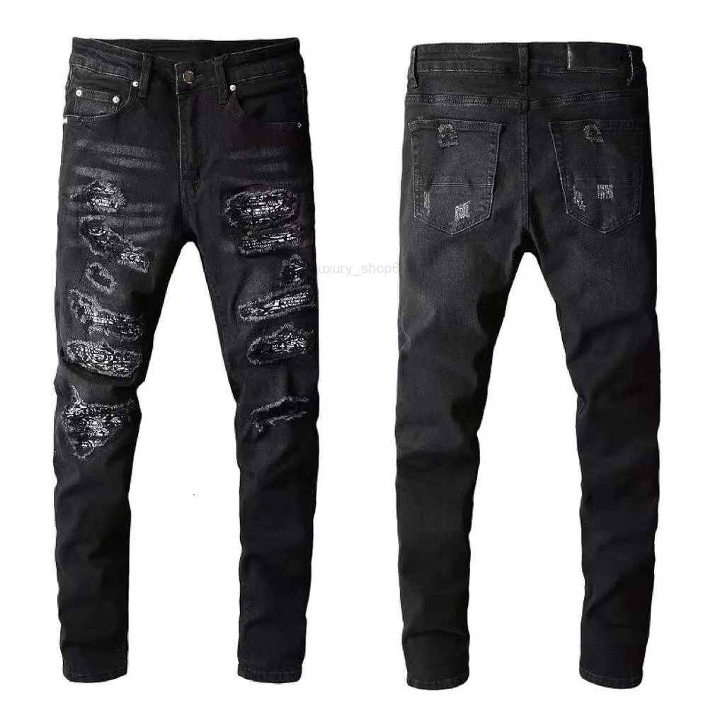 Jeans 40 Offmens Männer Jeans Designer HipHop Fashion Reißverschluss Loch Washhose Retro zerriss
