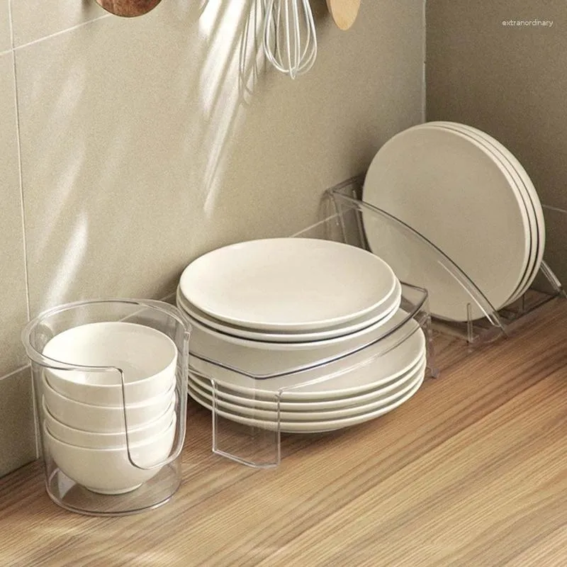Rack de rangement de cuisine avec des plats en plastique à poignée Éclairage de support de porte-couverts pour le comptoir d'armoire de maison