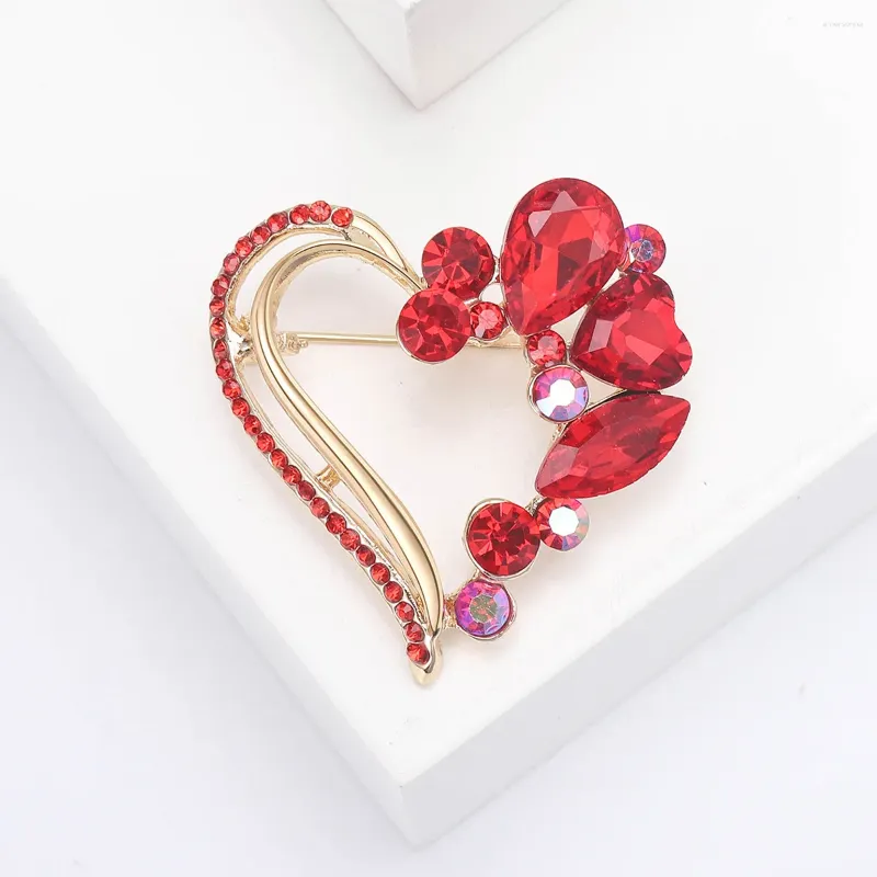 Brooches Pomlee Beauty 4-Color Heart For Women Designer Rhingestone Love Party Office Brooch Pin Cadeaux