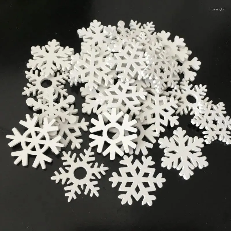 Рождественские украшения 50 % смесь формы белые деревянные снежинки навидад