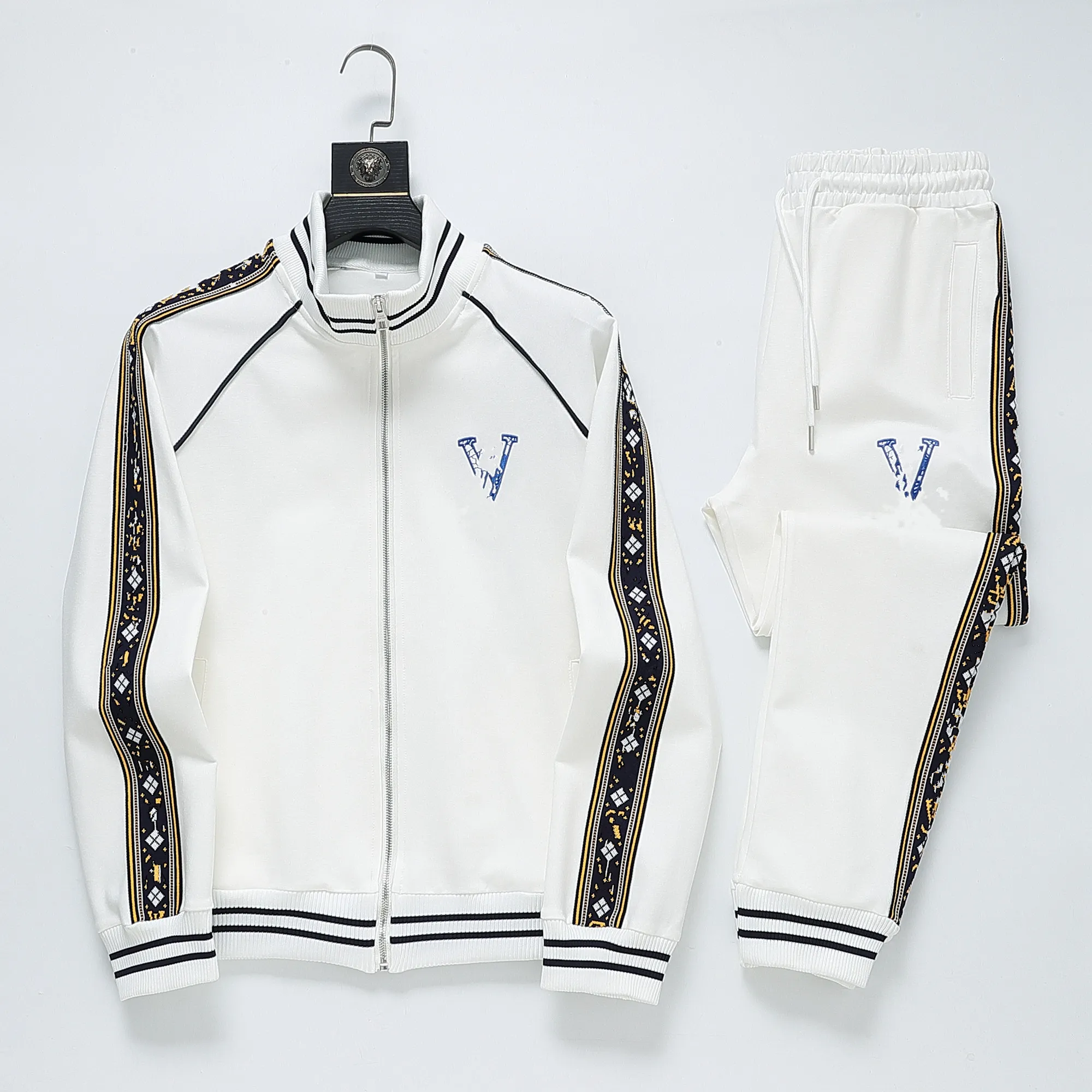 Мужской спортивный костюм Две штуки устанавливают куртки с длинными рукавами и брюками с буквами в стиле моды весенняя осень спортивные набор
