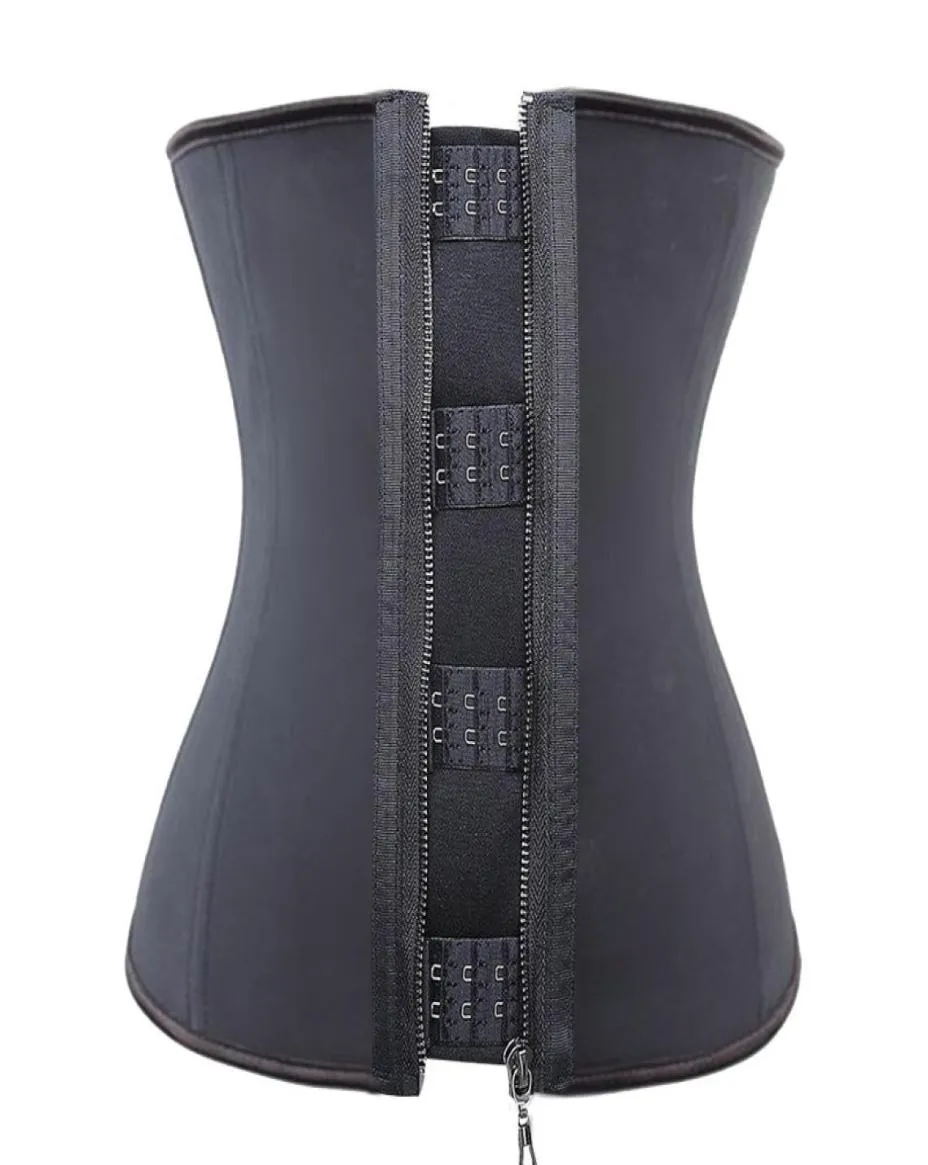 Latex taille trainer body shaper vrouwen korsetten met ritssluiting cincher corset top afslank riem zwart plus mize 90781774547