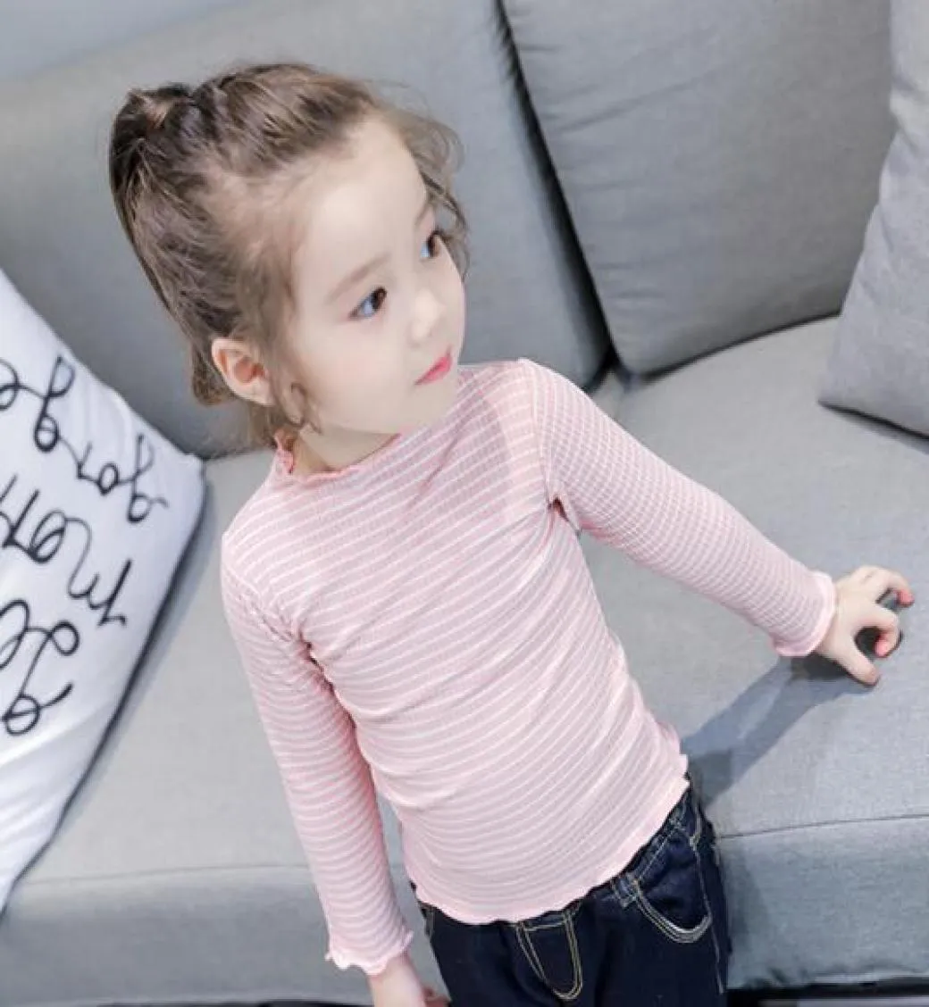 2019 en el otoño NUEVO ALIMENTO NIÑOS LA GIRL Little Stripe Camiseta de manga larga QPP00114150237