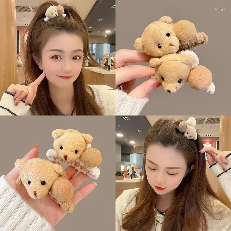 Hårtillbehör Plush Bear Claw Clip Cute Cartoon Clamp Women Girls Barrettes Headwear Kids 7.5 cm