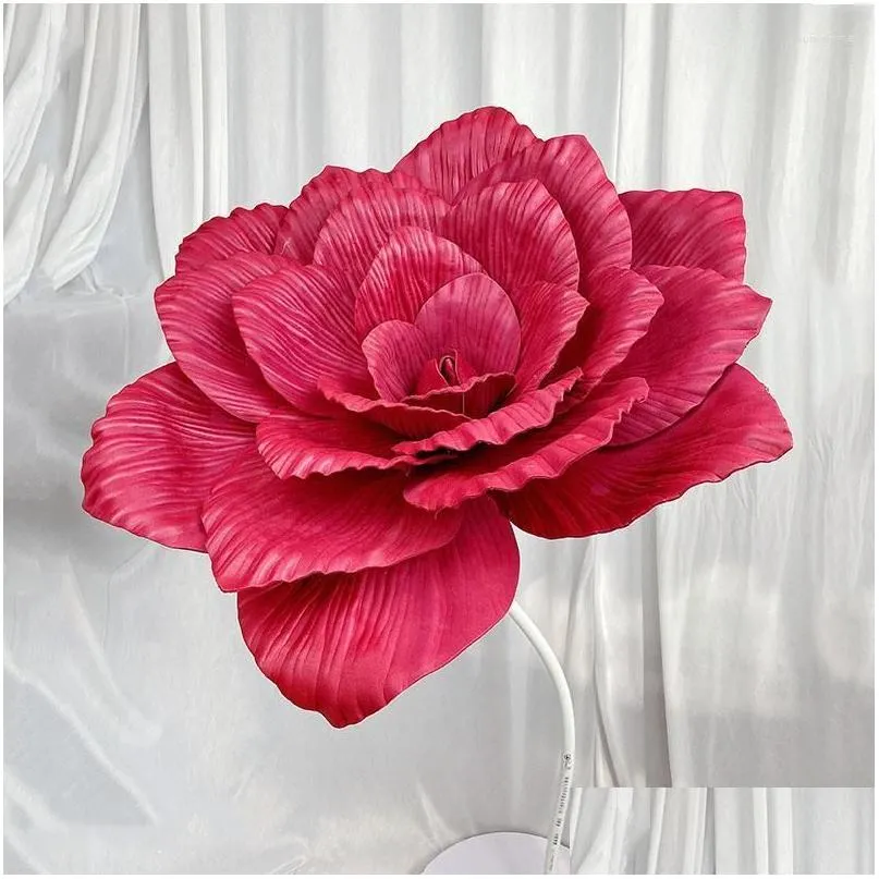Decorative Flowers Wreaths Nt Pe Orc Artificial Flower Decoration Home Wedding Background Road Leads Fake Foam Rose Shop Mall Drop Otk2N