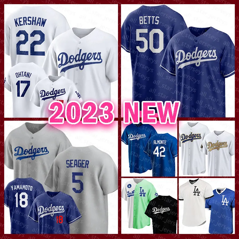 Trayce Thompson Beyzbol Formaları Shohei Ohtani Jackie Robinson Mookie Betts Dodgers Freddie Freeman JD Martinez Clayton Kershaw Yoshinobu Yamamoto