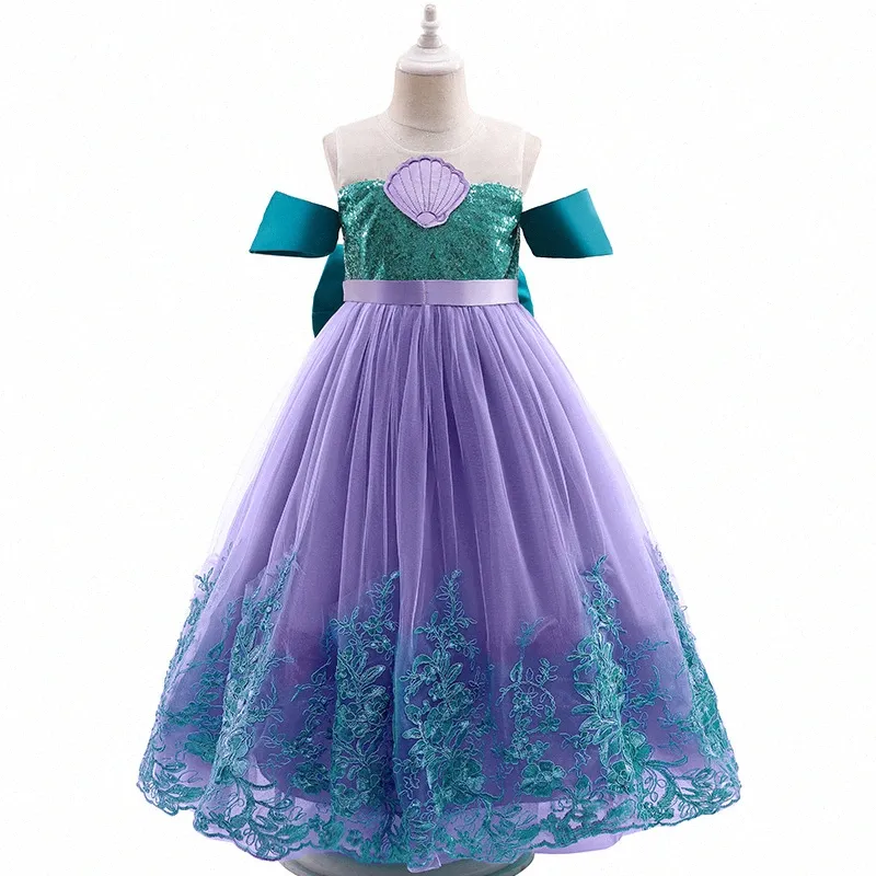 Designer di bambini Abiti da ragazza vestito carino cosplay abiti estivi per bambini abbigliamento per bambini bambini viola abito estivo blu h7n9#