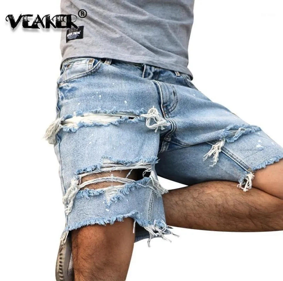 2020 High Quality Cowboy Shorts Men039s Denim Short Jeans Men Hole