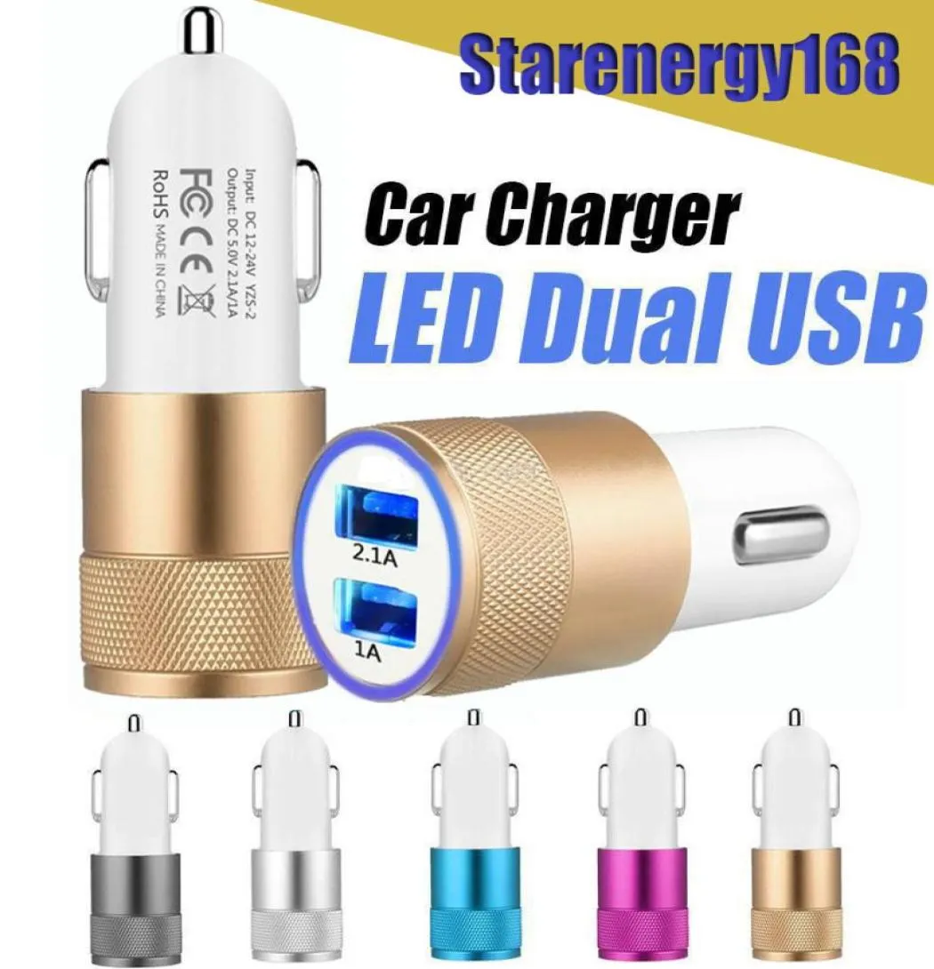 168 ALLIAGE D'ALUMINUM 2 ports USB Universal Intelligent Charge Strong Compatible DC1224V 21A Double chargeur USB Car pour tous les MOB2616993