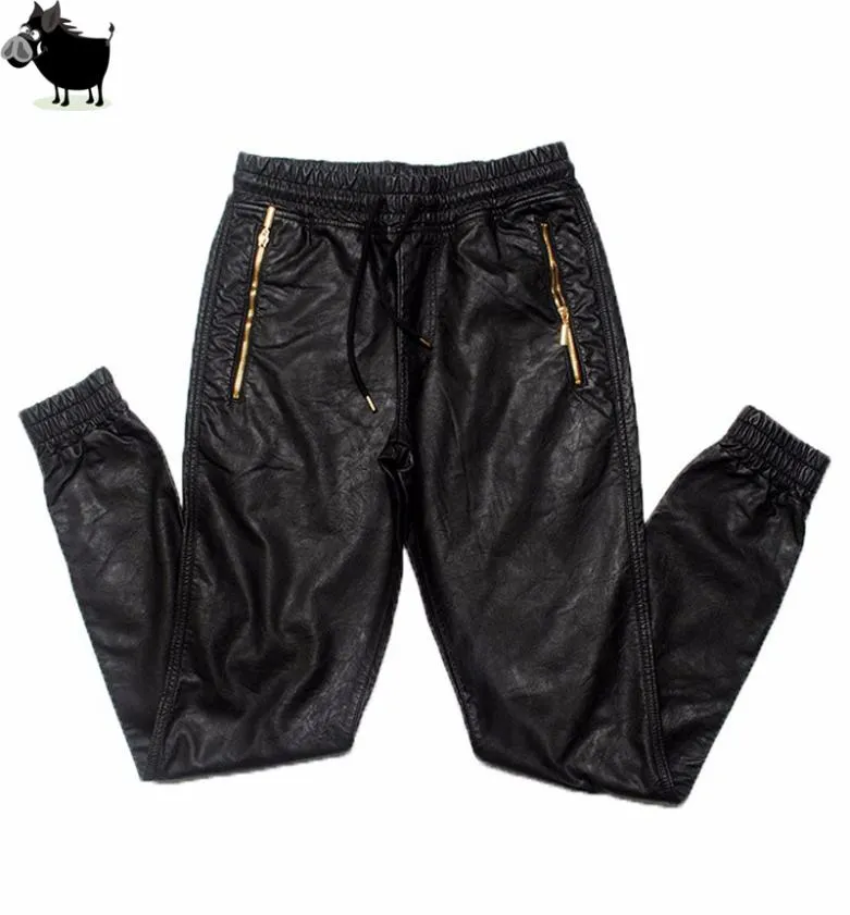 Man Si Tun Yeni West Hip Hop Büyük ve Uzun Moda Zipçeleri Jogers Pant Joggers Dans Kentsel Giyim Erkek Deri Pantolon3659782