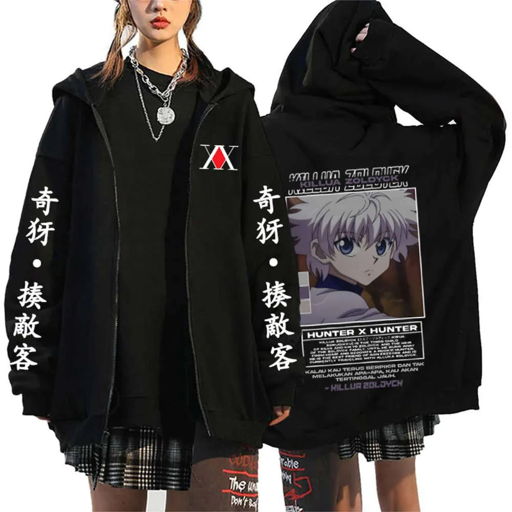 New Anime Hoodie X Hunter Killua Zoldyck Sweatshirt Gon Freecss Zipper Jackets Y2k Fashion Streetwear Casual Fleece Coats
