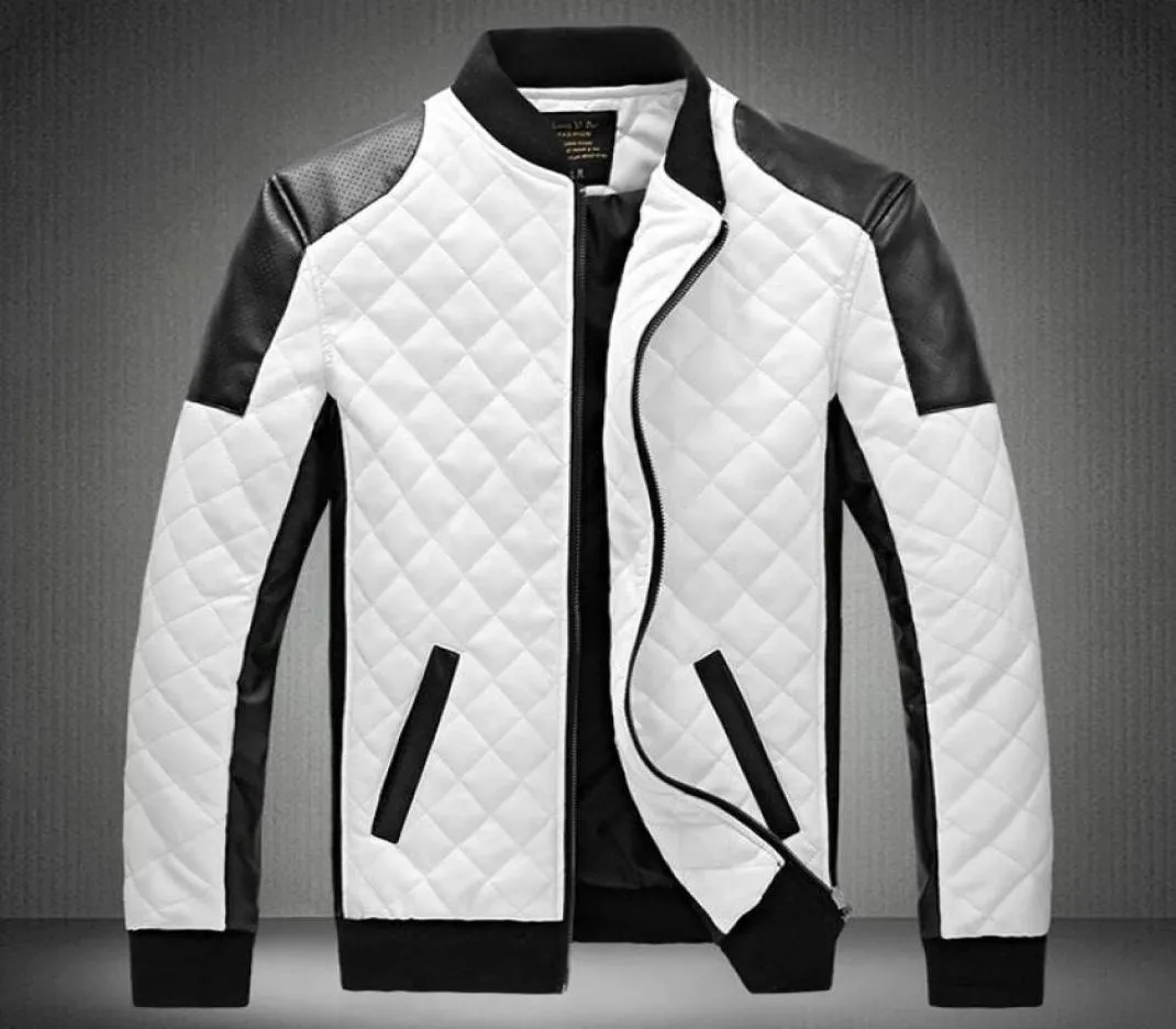 Veste designer Men039S Collier de support en cuir pu manteau de veste en noir et blanc correspondant à grande taille de moto en cuir1776199