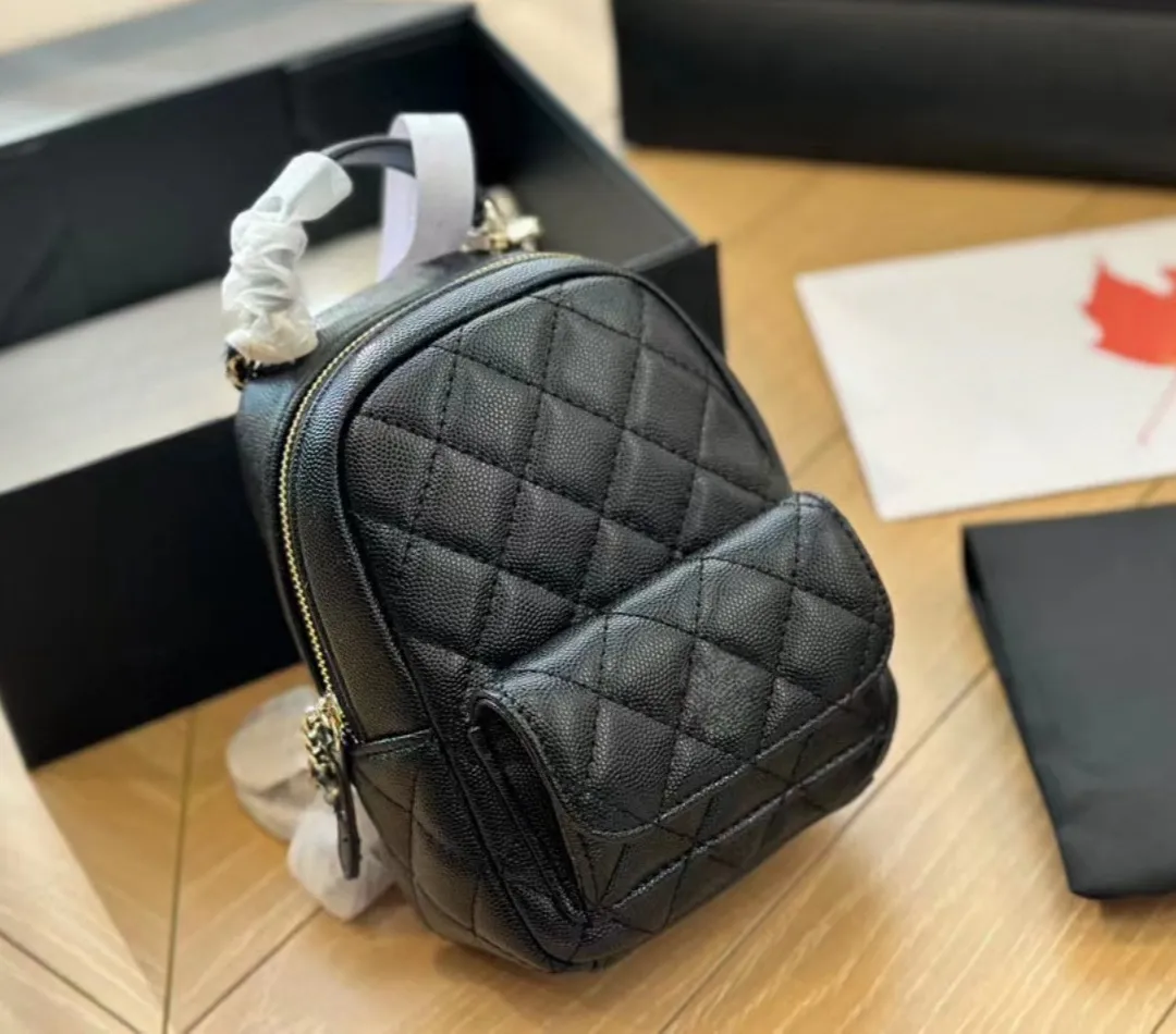 Mini Designer voor dames Backpack Top Kwaliteit Cowhide Cowhide Classic Caviar Diamond Lattice Fashion Student School Backpack Echt lederen schattig meisje Back Pack schoudertassen