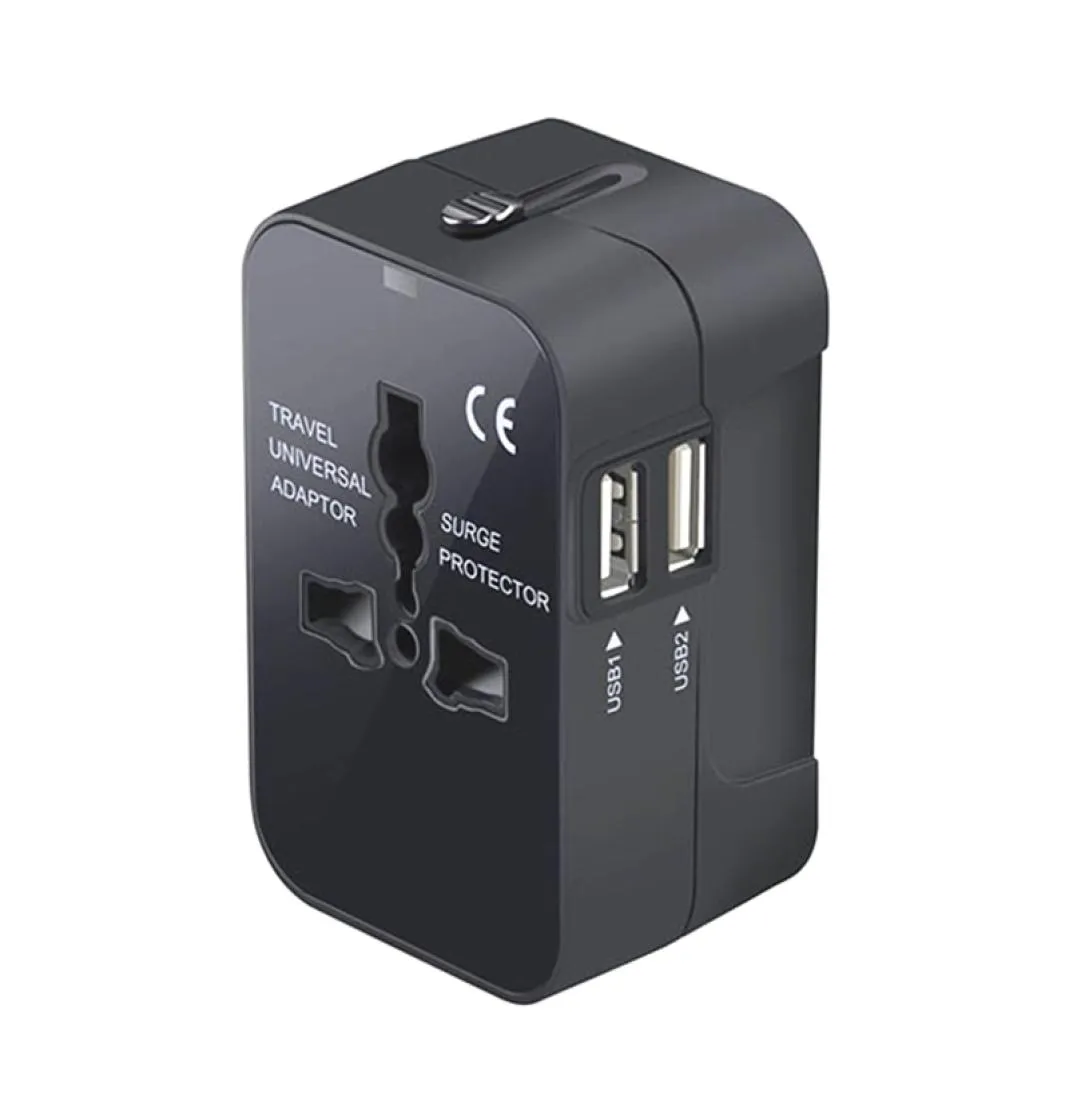 World Wide 100250V 6A محول السفر العالمي UseUukau Multi Clop Charger مع Dual USB 2 Ports9456716