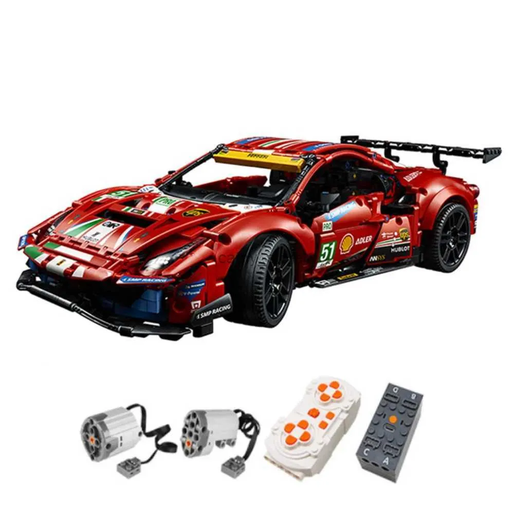 Blocks Technical Moc Red 488 Sports Car Model Assembly Building Blocks Famous Car Building Block Assembly Toy Children's Holiday GiftL231223