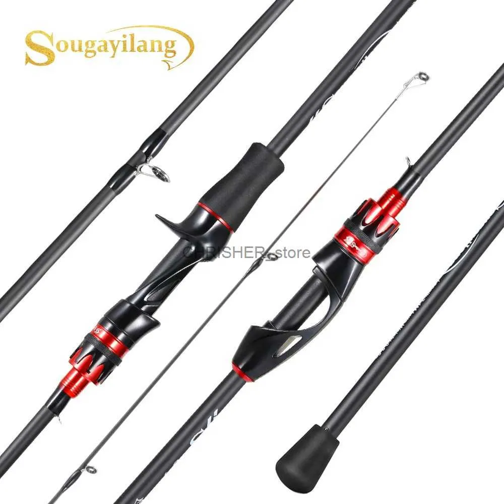 Boot Angelruten Sougayilang Baitcasting Angelrute 2,1 m 3,3 lb Maximale Luftwiderstand Ultraleicher Kohlefaser -Stabstab 4 -Abschnitt mit EVA -Griff Caa de Pescarl231223