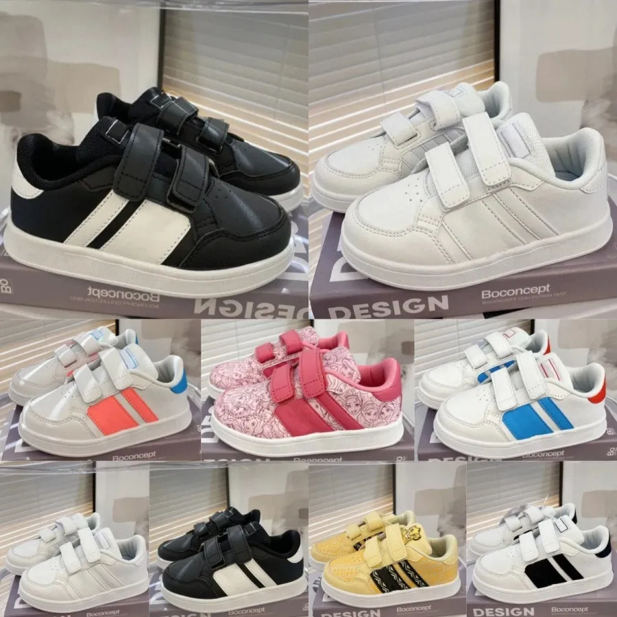 Çocuk Ayakkabı Kabuk Ayak Tasarımcı Toddler Ayakkabı Günlük Sneaker Çocuklar Siyah Beyaz Eğitimler Kız Bebek Çocuk Gençlik Bebekler Kancalı Döngü Açık Spor Ayakkabıları M Q5yn#