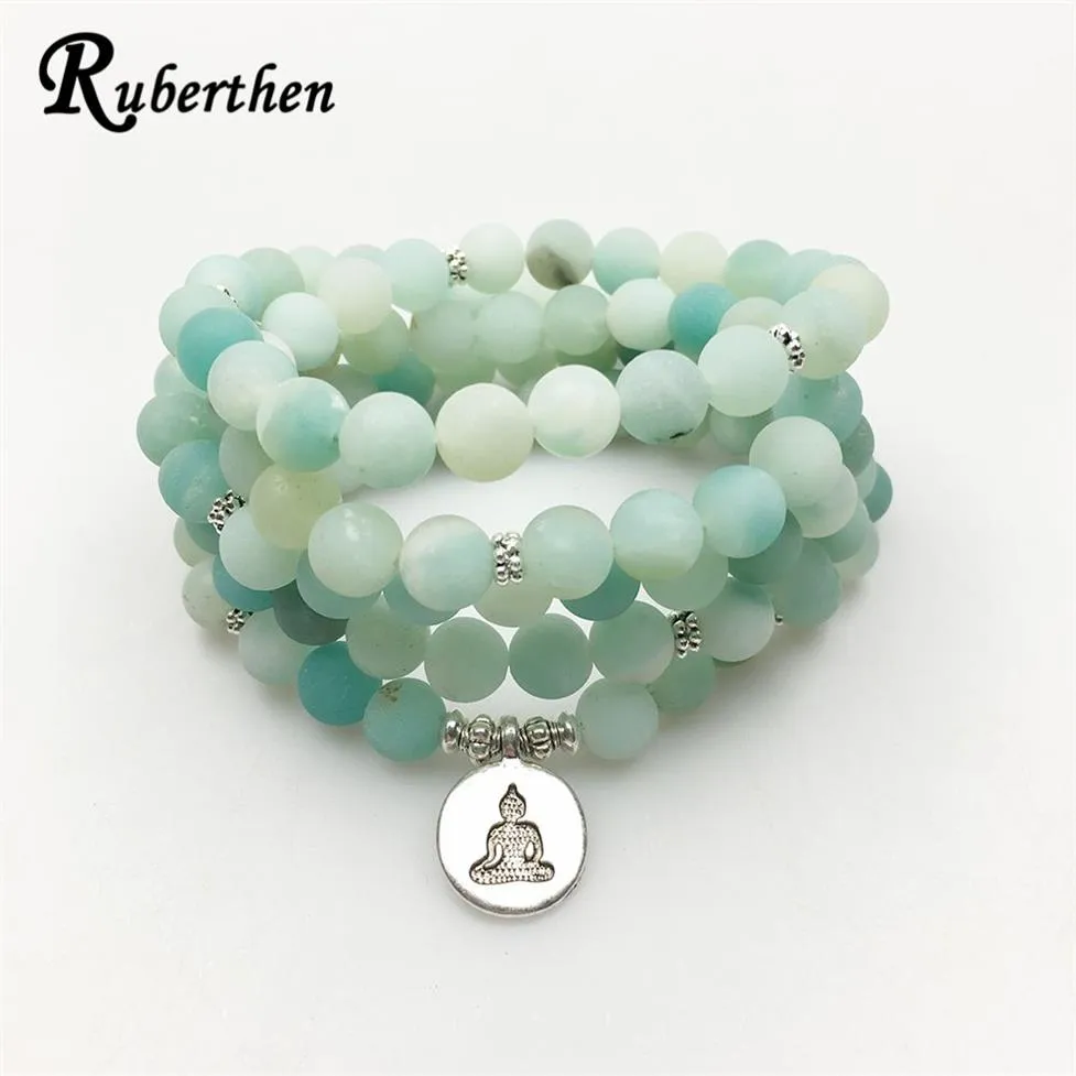 RUBERTHEN 2017 NIEUW ONTWERP AB Amazonite Mala kralen Bracelet Trendy Yoga ketting Hoge kwaliteit Handgemaakte Natuurlijke stenen armband J19072414