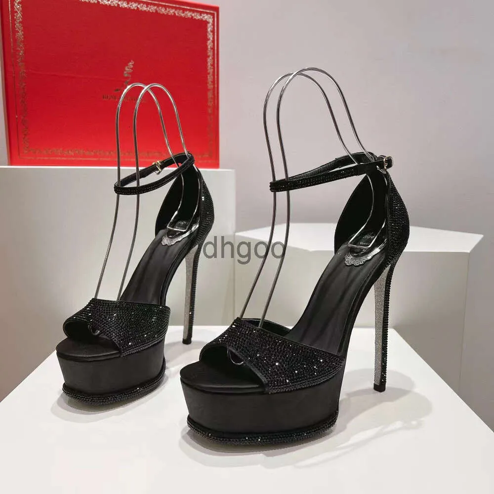 Anastasia Crystal Pearl Platform 130 mm Teli di rinestina sandali caviglia Donne ad alto tacco di sandalo con tacco da festa con tacco da stile di moda sandalo