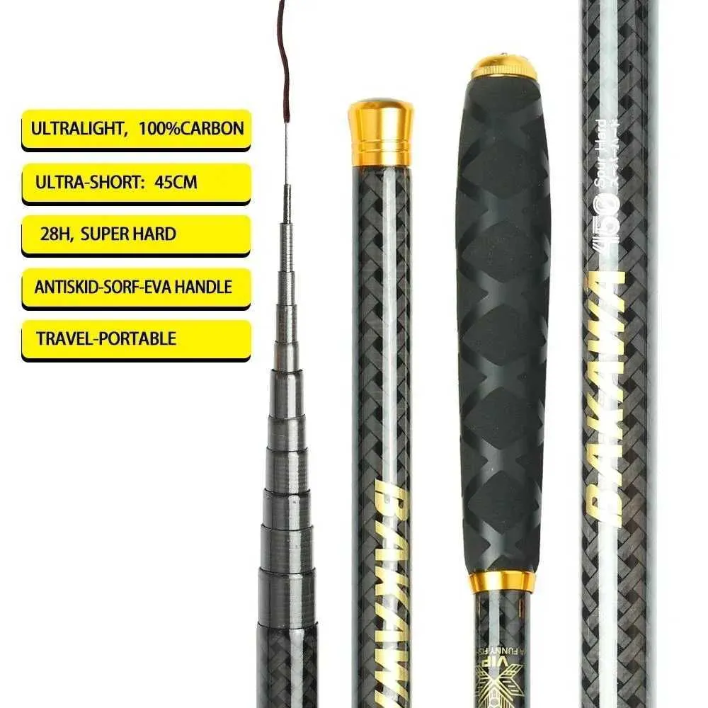 Cheap Super Light Hard Fishing Rod High Quality Carbon Fiber Telescopic  Hand Pole Fishing Rod 2.7M-7.2M Travel Carp Rod