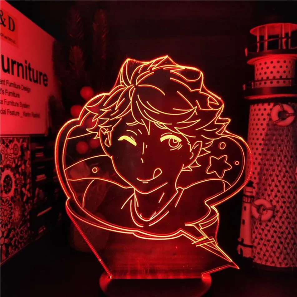 Haikyuu iwa-chan oikawa Led 3d Illusion Nightlights Anime Lamp 7 Изменение цветов Lampara для рождественского подарка311Q