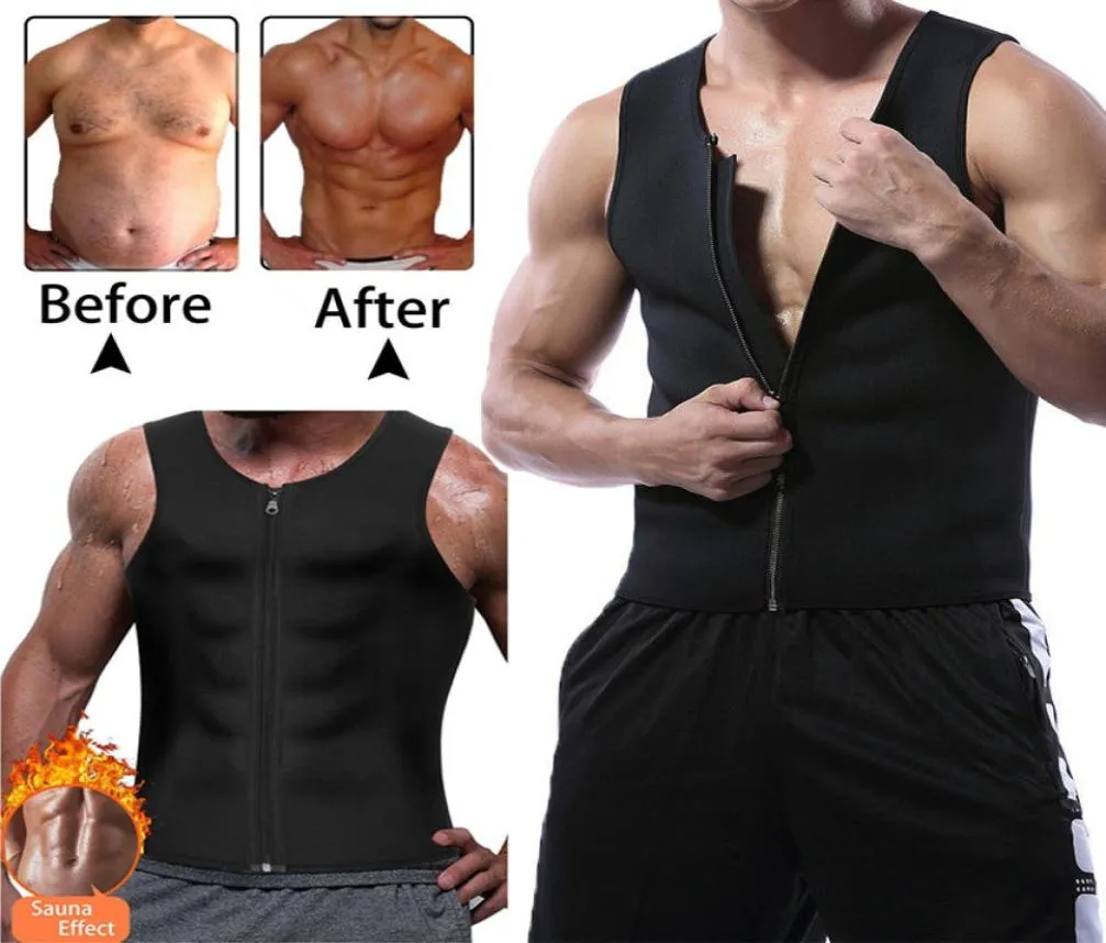 Men Waist Trainer Vest Neoprene Sauna Suit Corset Body Shaper Zipper Tank  Top Workout Shirt7664241 From Lxcn, $17.17