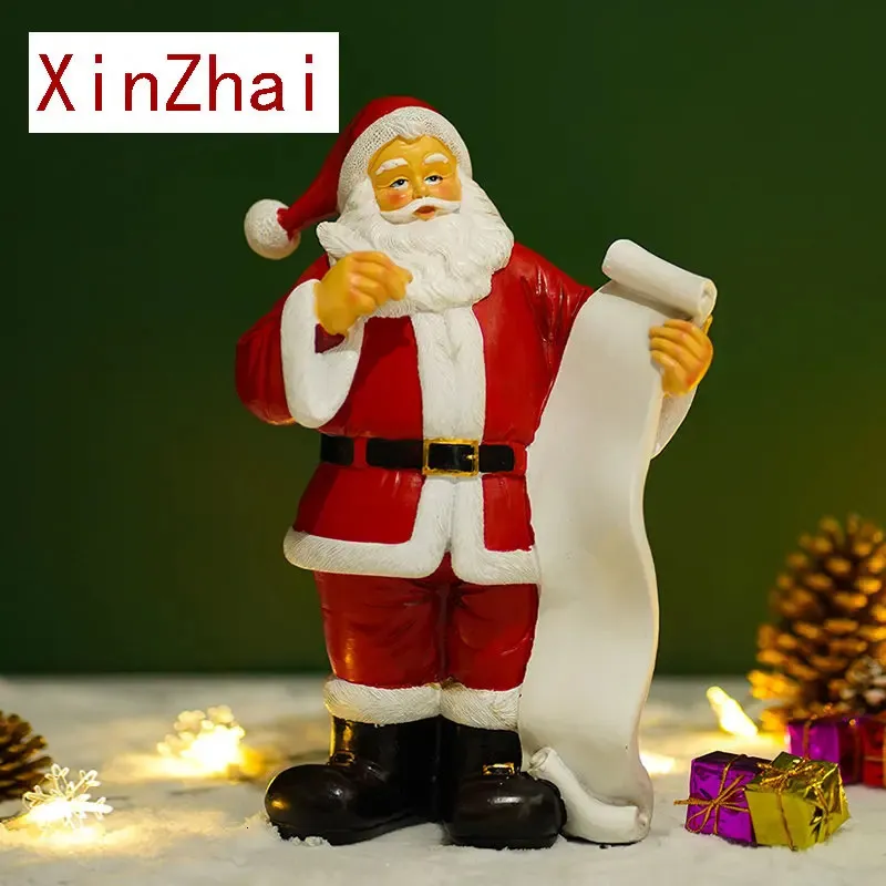 Resin Santa Claus Doll Figurines pour intérieur NAVIDAD NOEL COCOURS Souvenirs Minion Modèle Statue décor de Noël 231222