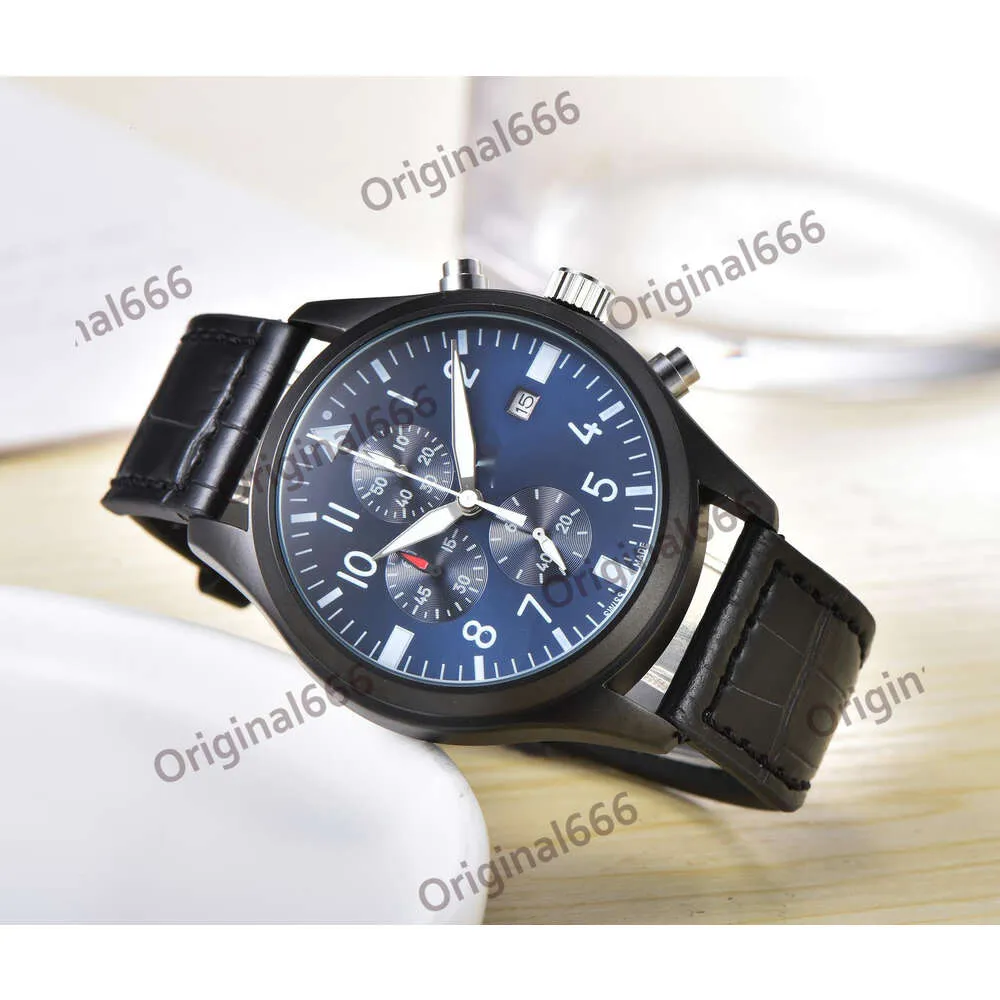 expensive menwatch iwc watch mens pilot chronograph watches all dial work high quality quartz uhren date watchmen luminor leather strap watchbox montre luxe 5WCK