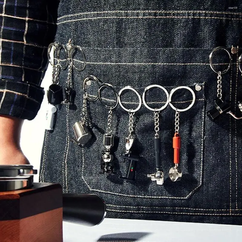 Keychains Zinc Alloy Siphon Ornement suspendu Moka Pot Girl Gift Coffee Key Chain Car Ring Sac Series