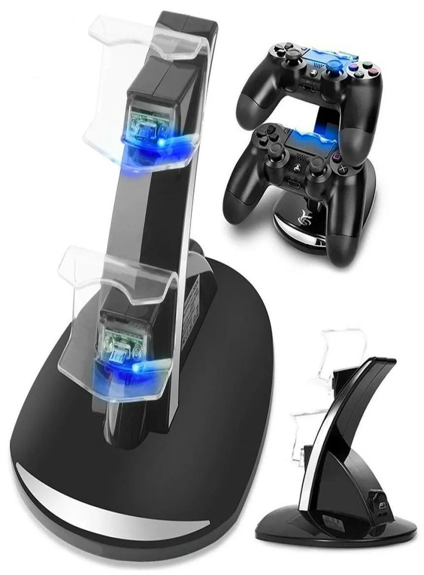 Denetleyici Şarj Cihazı Dock LED Çift USB PS4 Şarj Standı İstasyonu Beşiği Sony PlayStation 4 PS4 PS4 PS4 PS4 Slim Controller9173438