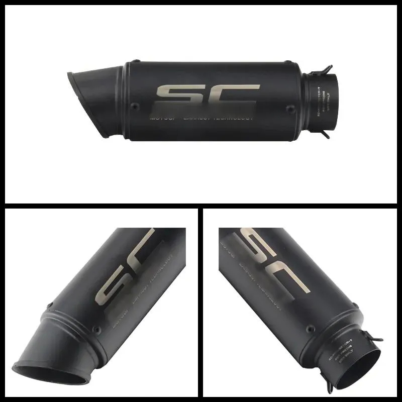 Lunghezza del sistema 300 mm Marcatura laser SC Nuovo tubo di scarico motociclistico Diametro del tubo di sfiato nero in acciaio inossidabile 3851mm