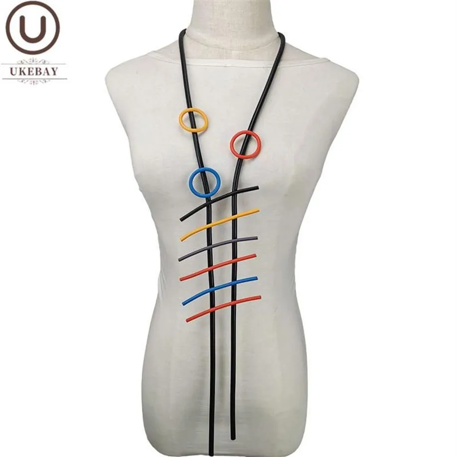 Цепочки Ukebay Геометрический подвесной ожерелья женский резиновый ювелирный ожерелье фестиваль мама подарки