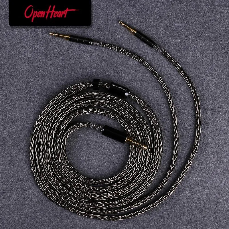 Earphones Openheart 16 Core Headphone Cable 1 to 2 Jack Dual 3.5/2.5/4.4mm Balance Cable Sier Plated Copper Upgrade Xlr 2m 3m Cable